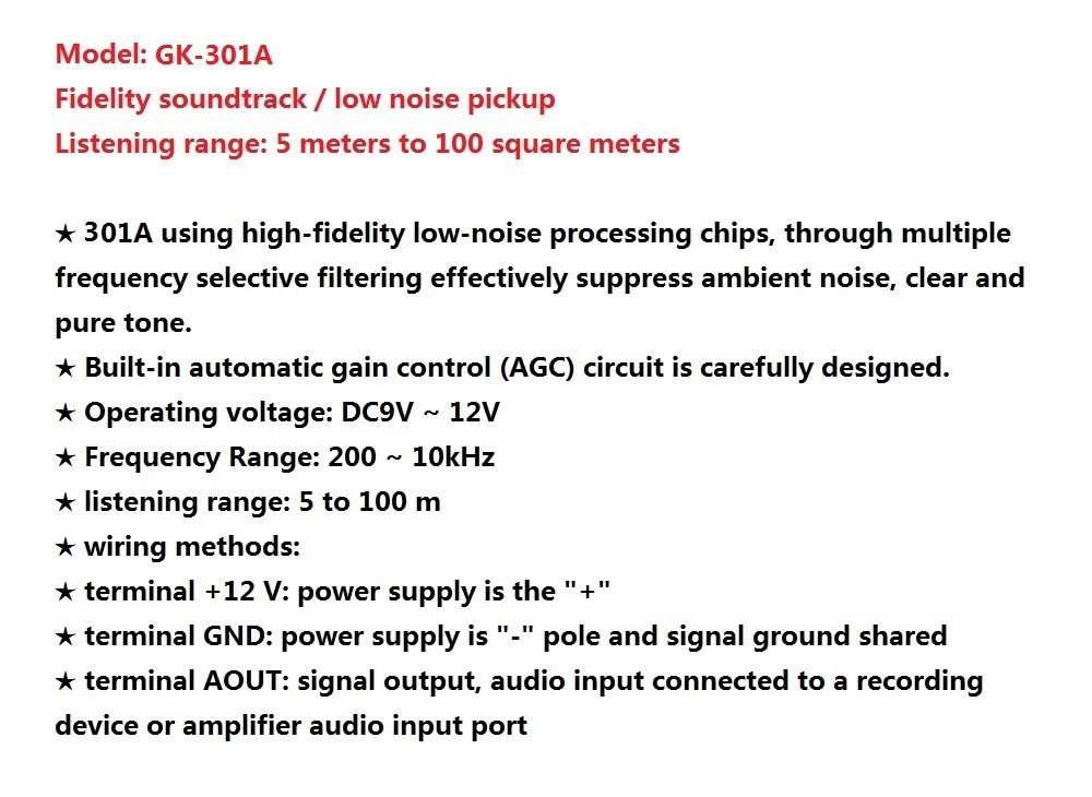 Free shipping Wide Range Mic Audio Microphone CCTV Audio Mic Clear Sound Pick up Device for Camera Microphone Camera DVR System