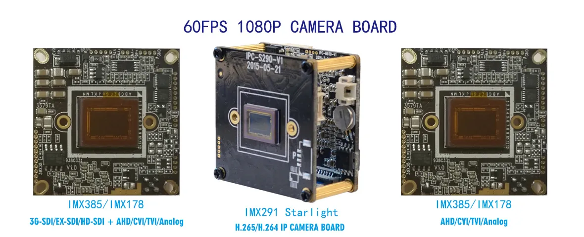 60FPS 1080P CAMERA BOARD Sony IMX385 IMX185 IMX291 Starlight AHD CVI TVI CVBS Analog IP camera module