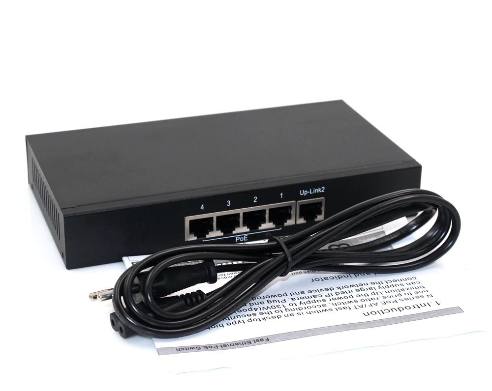 4 Port 10 100M PoE Switch Power Over Ethernet PoE IP Transceiver For IP Camera System Network Switch AC100V 240V 130W 52V 2.5A