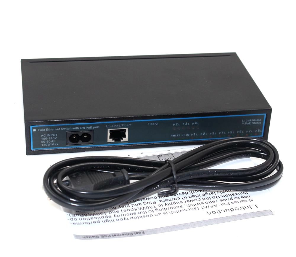 9 port 8CH PoE Switch Power Over Ethernet PoE IP Transceiver For IP Camera System Network Switch AC100V 240V 130W 52V 2.5A