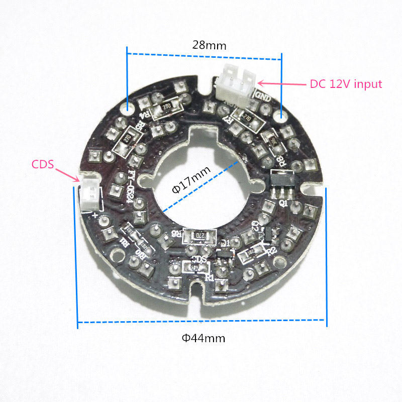 CCTV Accessories infrared light 24 Grain IR LED board for Surveillance cameras night vision diameter 44mm