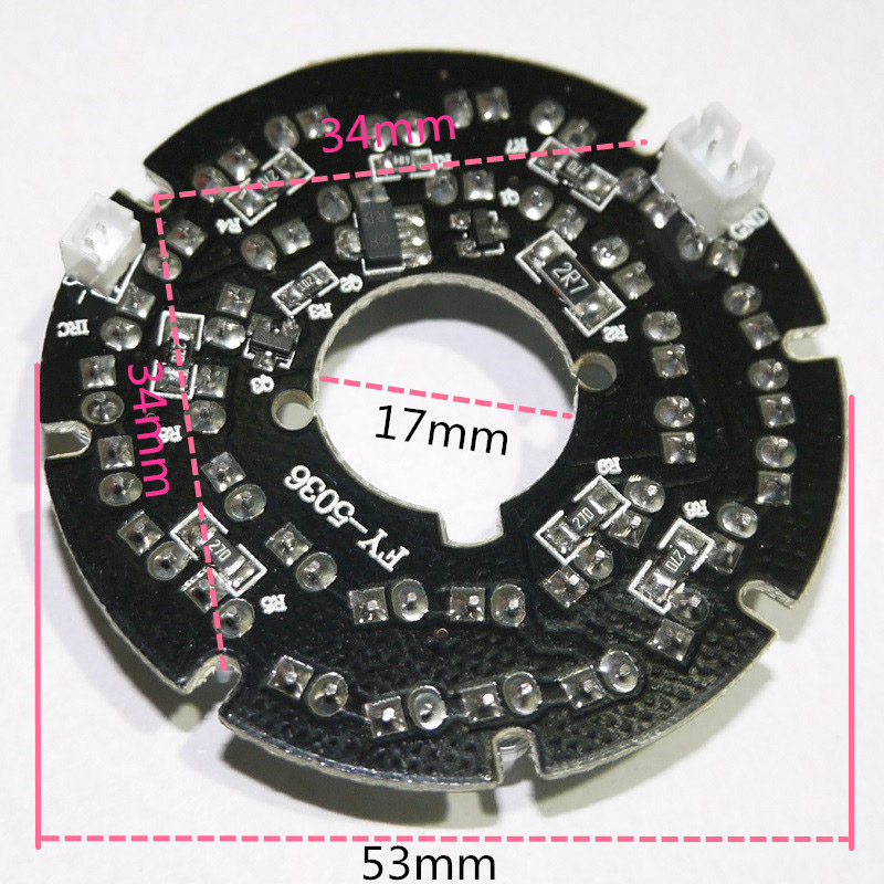 CCTV Accessories infrared light 36 Grain 850nm IR LED board for Surveillance cameras night vision diameter 53mm