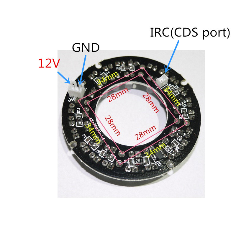 CCTV Accessories infrared light 36 Grain 850nm IR LED board for Surveillance cameras night vision diameter 60mm