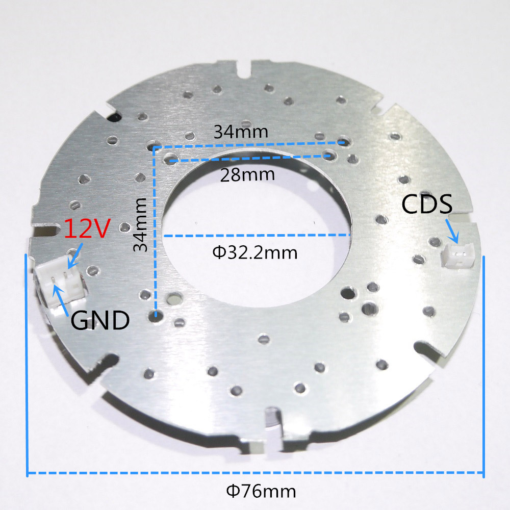 CCTV Accessories infrared light 12 Grain IR LED board for Surveillance cameras night vision diameter 76mm