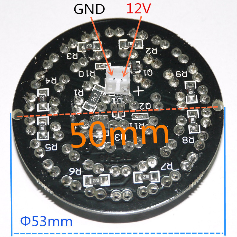 CCTV Accessories infrared light 48 Grain 850nm IR LED board for Surveillance cameras night vision diameter 53mm