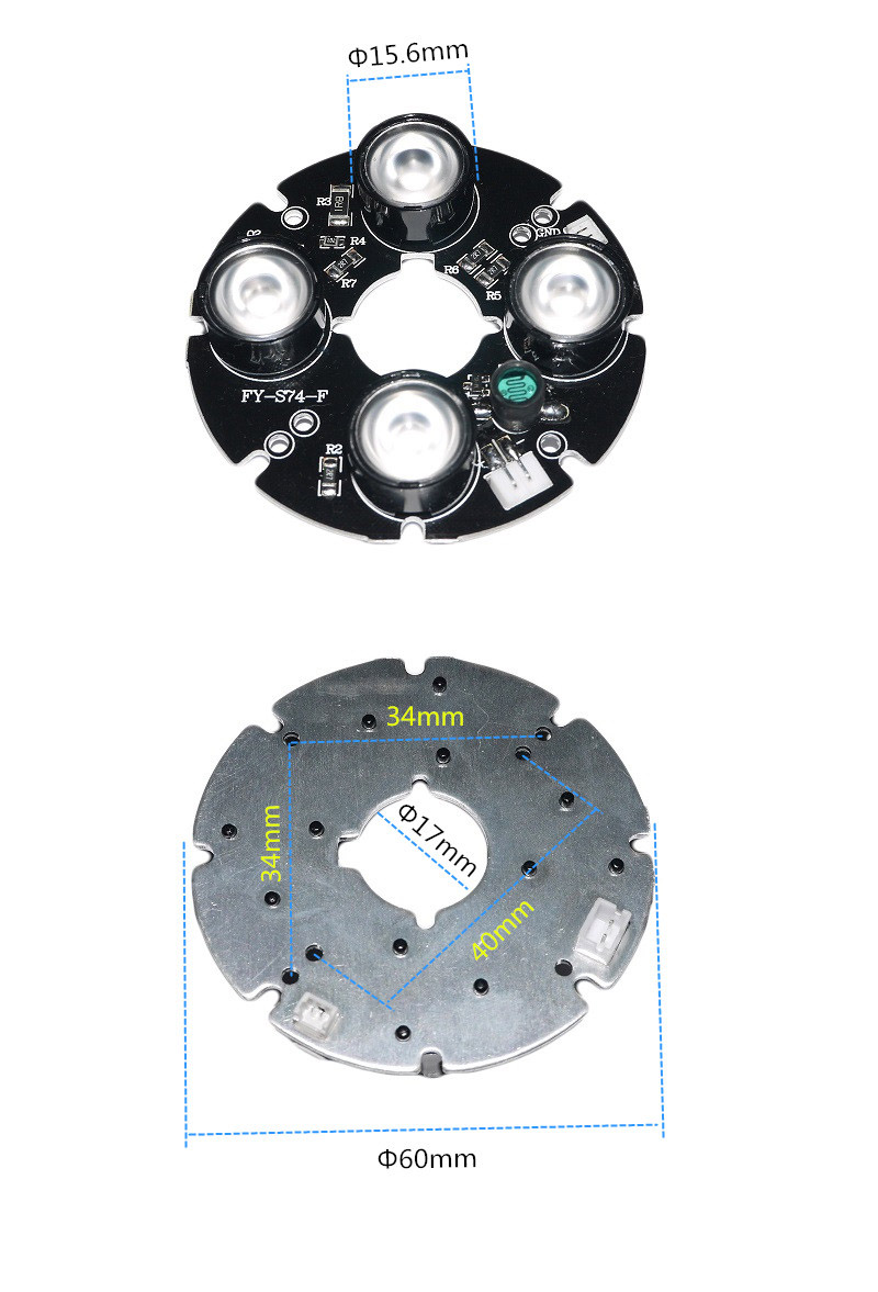CCTV Accessories infrared light 4 pcs Array IR LED board for Surveillance cameras night vision diameter 60mm