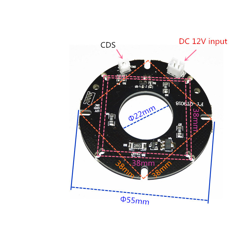CCTV Accessories infrared light 18 Grain IR LED board for Surveillance cameras night vision diameter 55mm