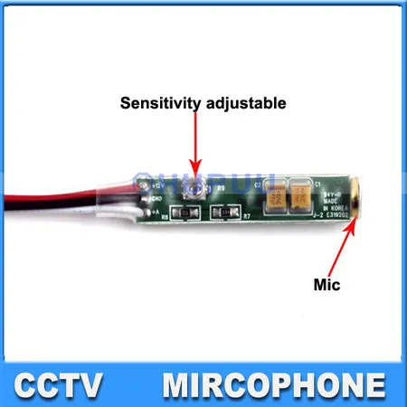 Audio pick up CCTV Microphone mini Mic Adjustable sensitivity low noise for CCTV Camera system